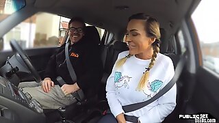 Busty milf publically fucks in driving lesson